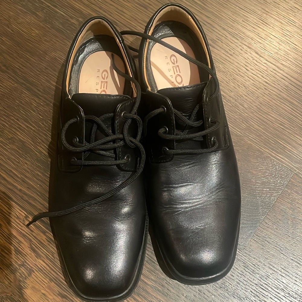 Black leather shoes from Geox